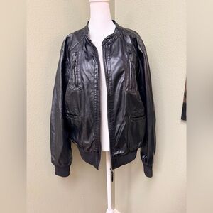 Toxika Black faux leather Bomber Jacket